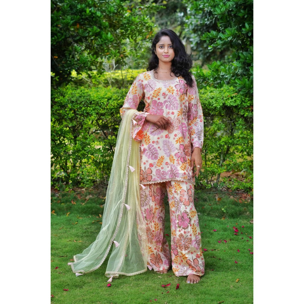 DIVYA SAMAL Pink Noor Embellished Kurta and Pant with Dupatta