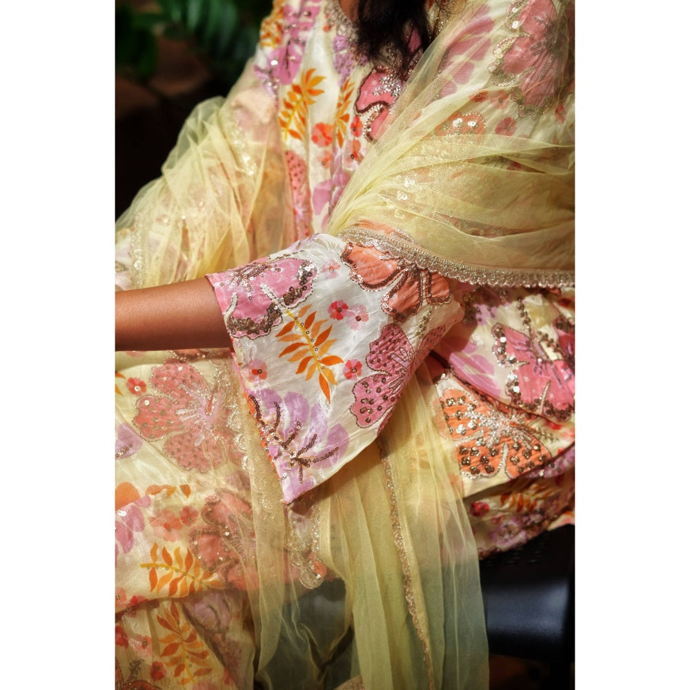 DIVYA SAMAL Pink Noor Embellished Kurta and Pant with Dupatta