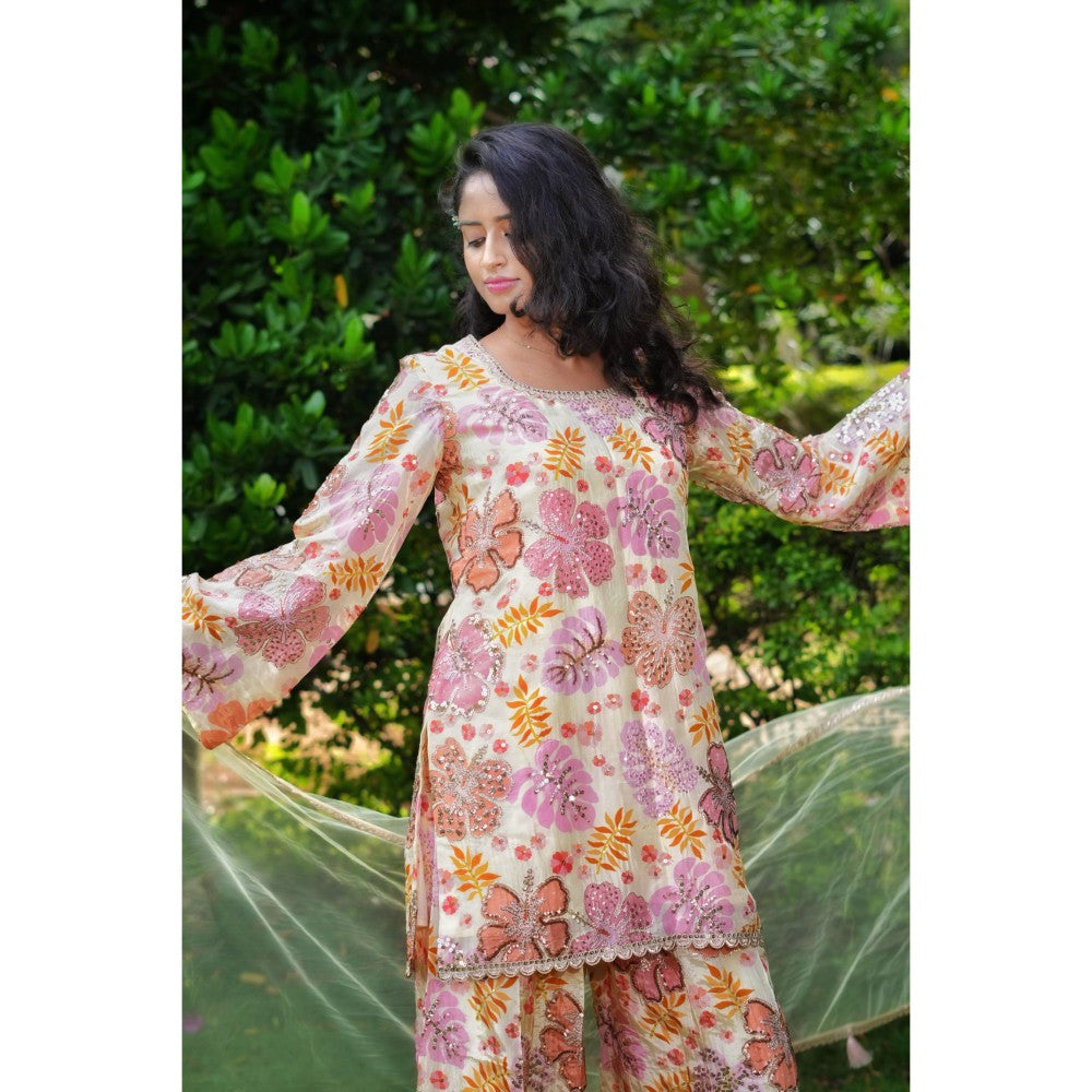 DIVYA SAMAL Pink Noor Embellished Kurta and Pant with Dupatta