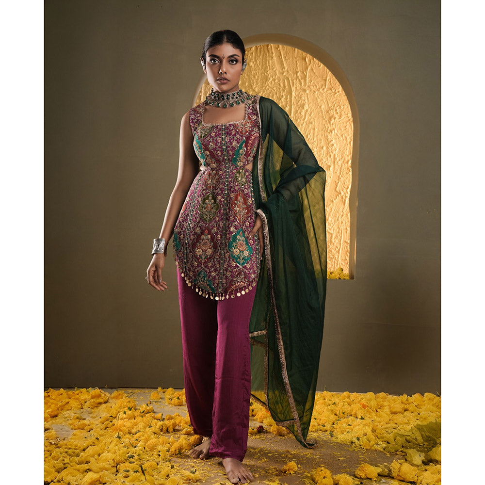 DIVYA SAMAL Purple Raag Embellished Kurta and Pant with Dupatta