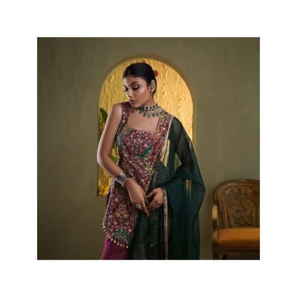 DIVYA SAMAL Purple Raag Embellished Kurta and Pant with Dupatta