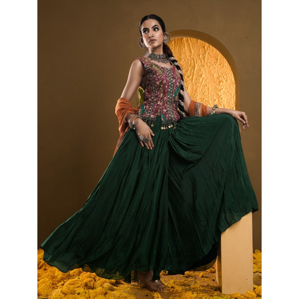 DIVYA SAMAL Green Utsav Embellished Sharara and Top with Dupatta