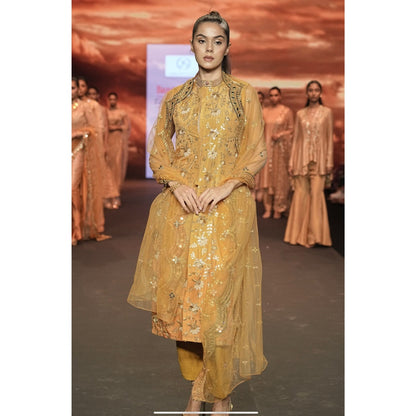 DIVYA SAMAL Yellow Vedika Embellished Kurta and Pant with Dupatta