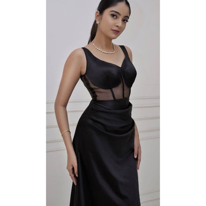 DIVYA SAMAL Black Diana Solid Maxi Bodycon Dress