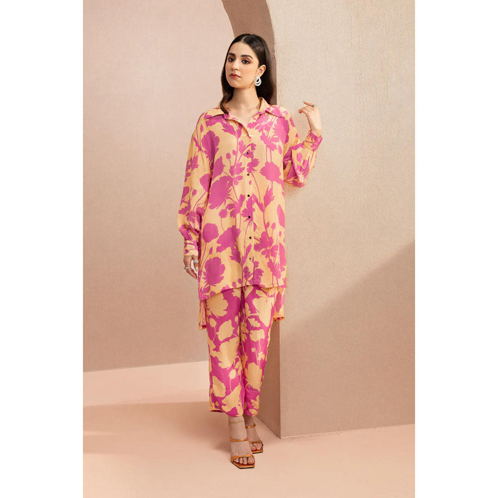 DOHR INDIA Emily Orange Floral Printed Crepe Co-Ord (Set of 2)
