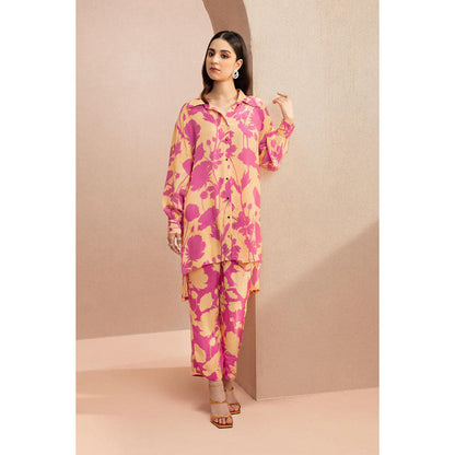 DOHR INDIA Emily Orange Floral Printed Crepe Co-Ord (Set of 2)
