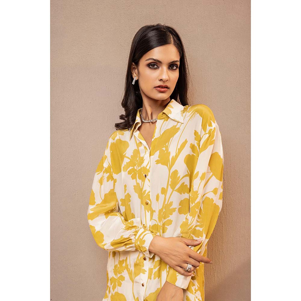 DOHR INDIA Emily Mustard Floral Printed Crepe Co-Ord (Set of 2)