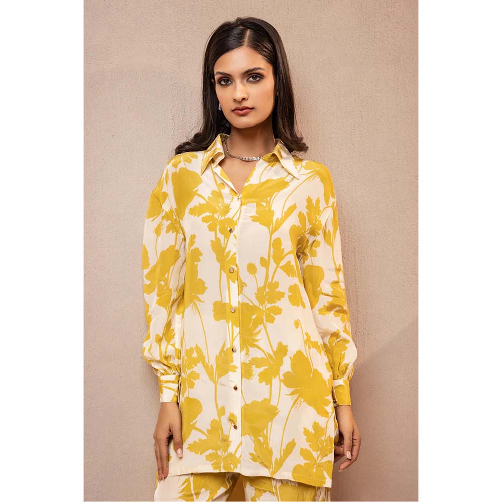 DOHR INDIA Emily Mustard Floral Printed Crepe Co-Ord (Set of 2)