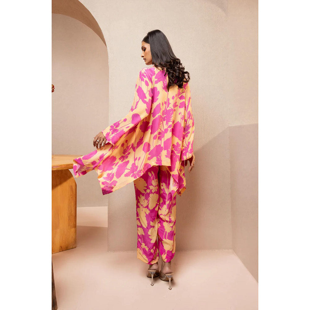 DOHR INDIA Claire Orange Floral Printed Crepe Co-Ord (Set of 2)