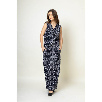 Doodlage Francis Navy Blue Batik Waist Coat