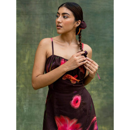 Doodlage Brown Lucie Printed Midi Dress