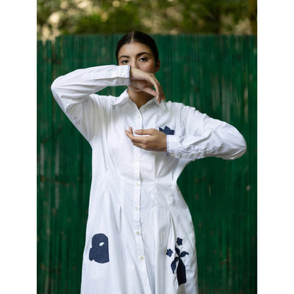 Doodlage White Cecile White Midi Dress