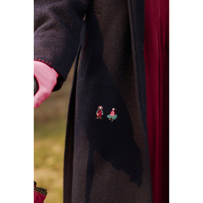 Doodlage Willow Navy Blue Overcoat with Belt (Set of 2)