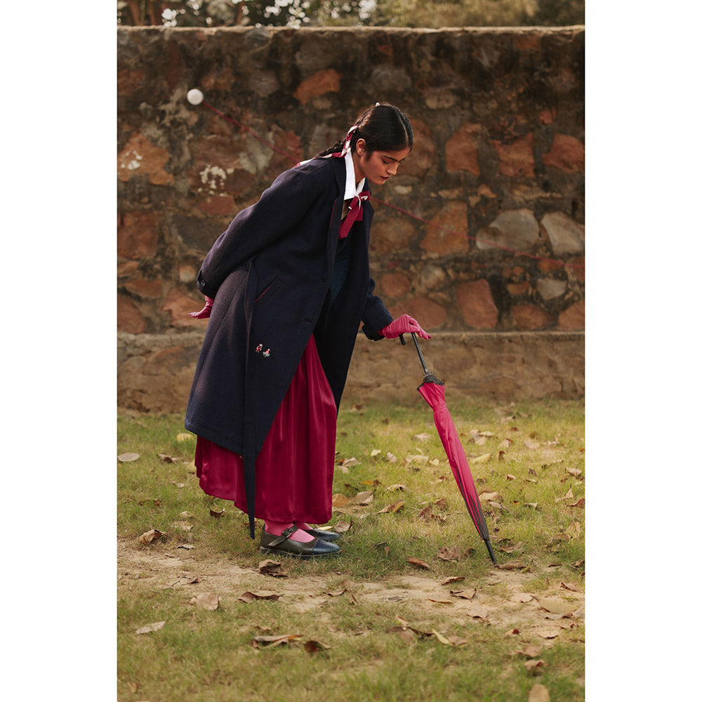 Doodlage Willow Navy Blue Overcoat with Belt (Set of 2)