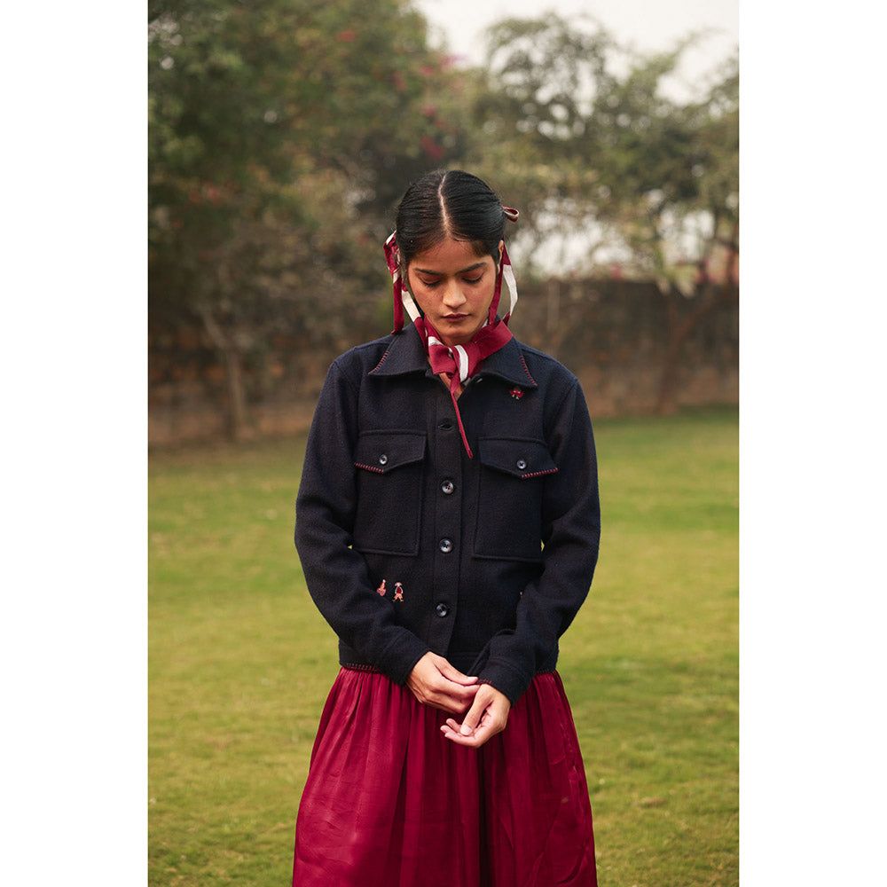 Doodlage Remi Navy Blue Bomber Jacket