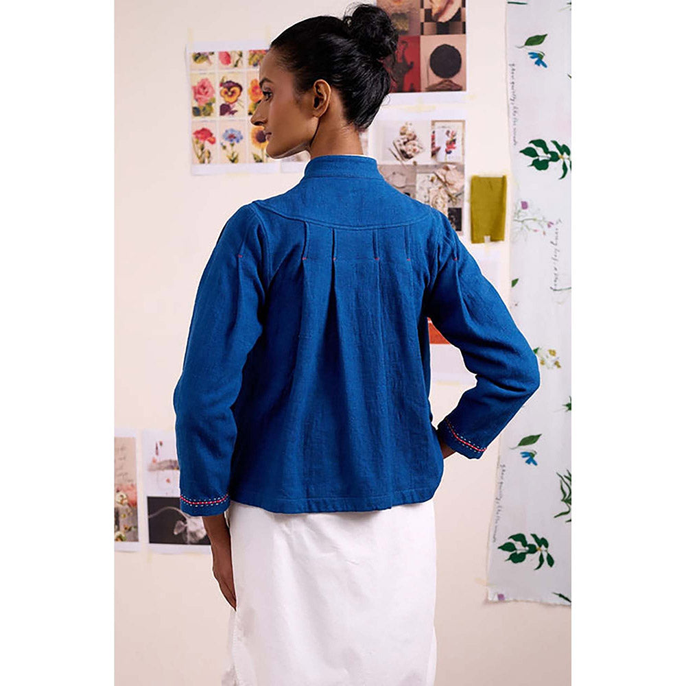 Doodlage Women Blue Cotton Jacket