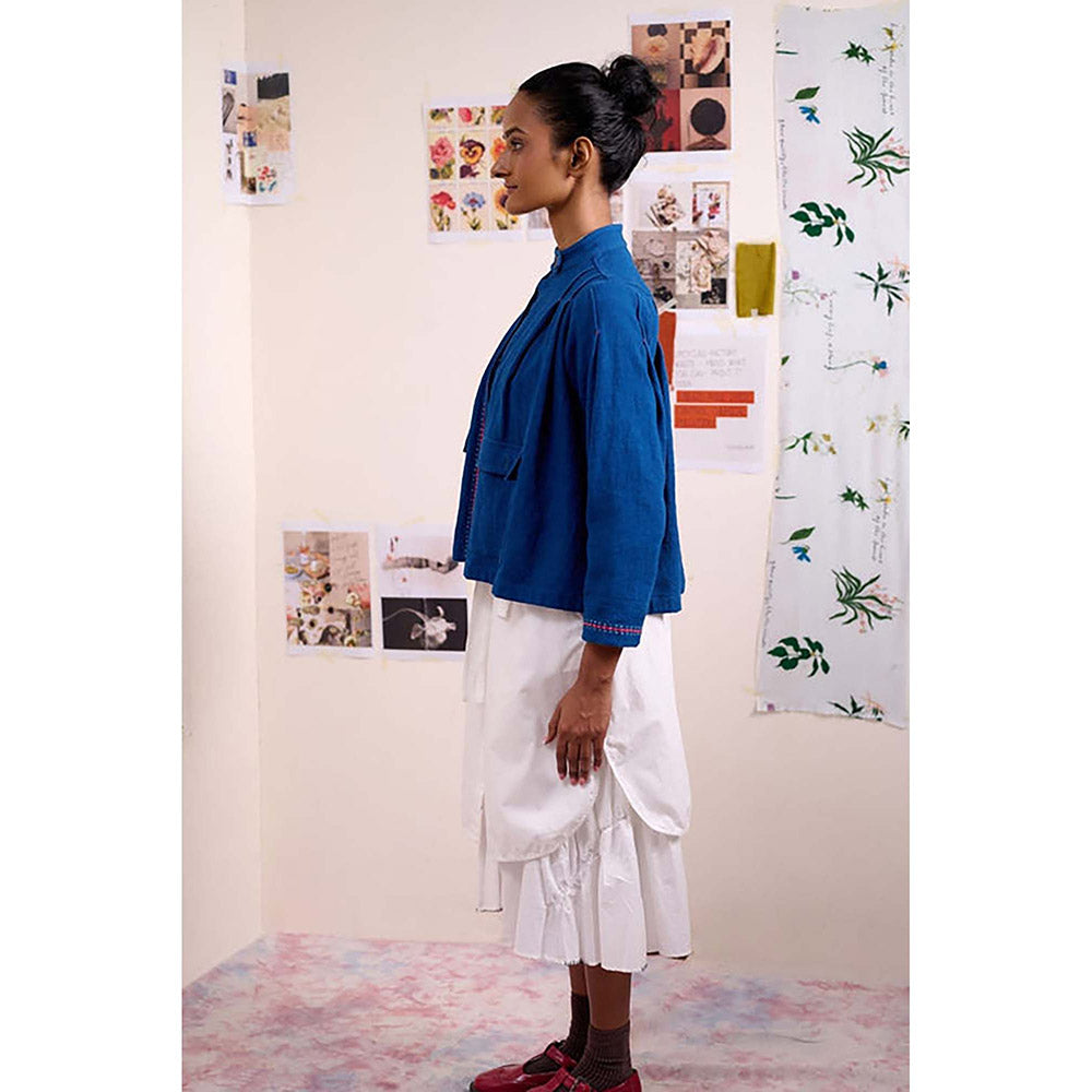 Doodlage Women Blue Cotton Jacket