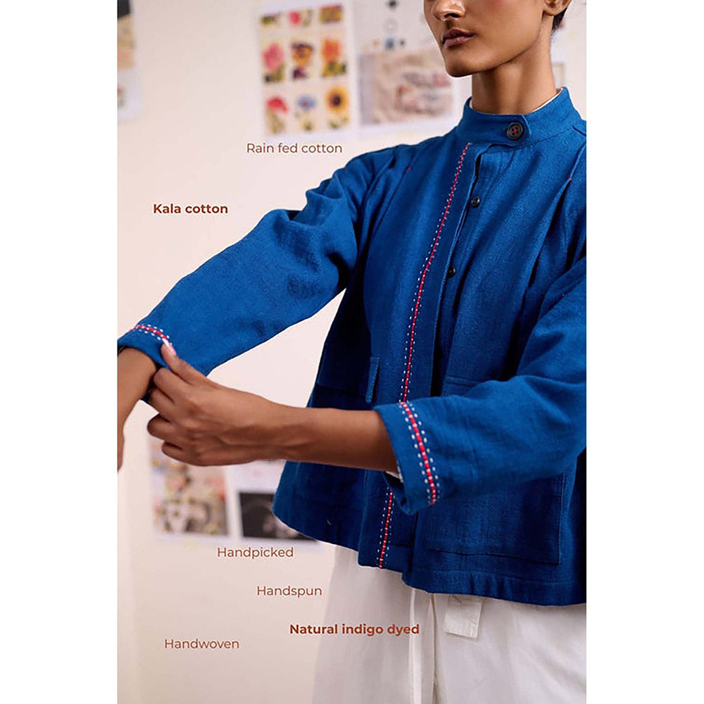 Doodlage Women Blue Cotton Jacket