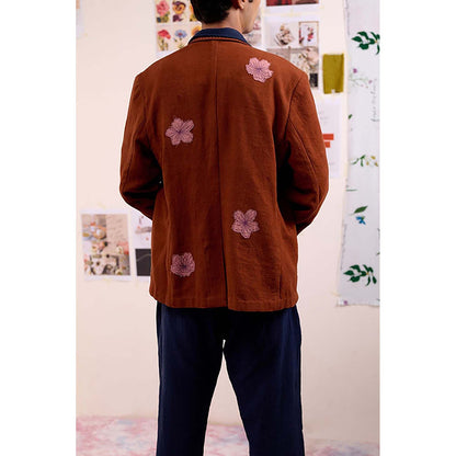 Doodlage Unisex Brown Cotton Blazer