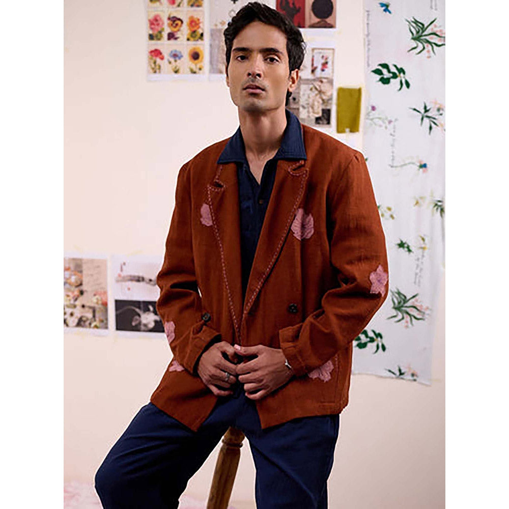 Doodlage Unisex Brown Cotton Blazer