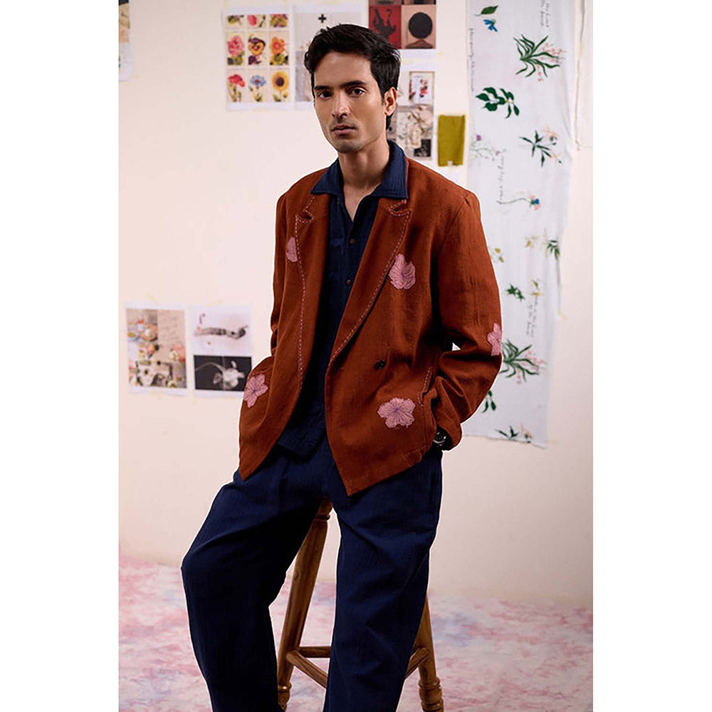 Doodlage Unisex Brown Cotton Blazer