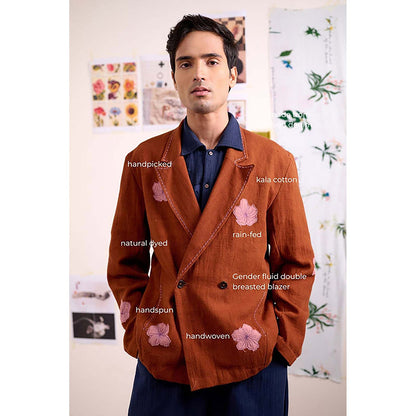 Doodlage Unisex Brown Cotton Blazer