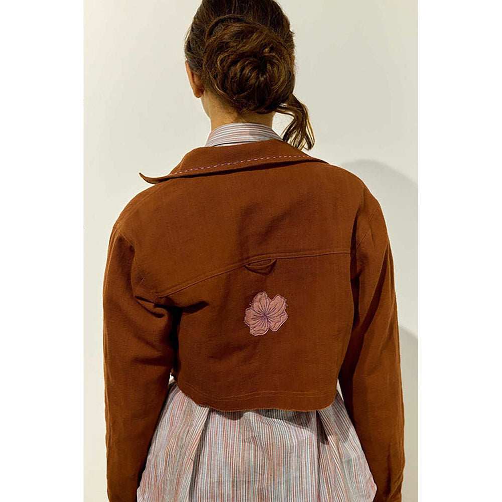 Doodlage Women Brown Cotton Shacket