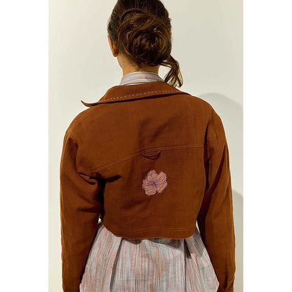 Doodlage Women Brown Cotton Shacket