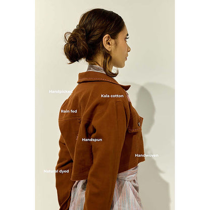 Doodlage Women Brown Cotton Shacket