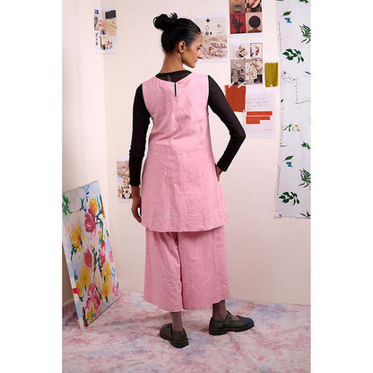 Doodlage Women Pink Organic Cotton Tunic with Pant