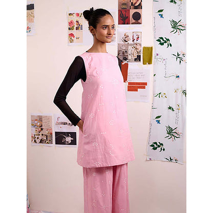 Doodlage Women Pink Organic Cotton Tunic with Pant