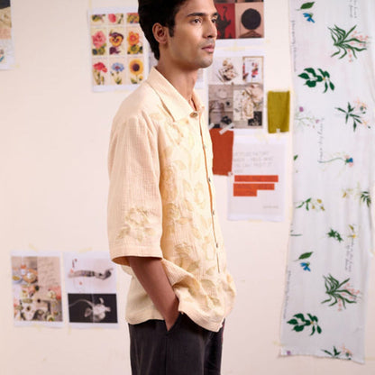 Doodlage Men Beige Florique Shirt