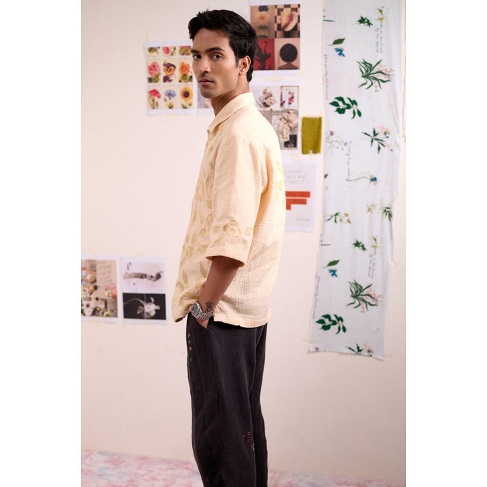 Doodlage Men Beige Florique Shirt