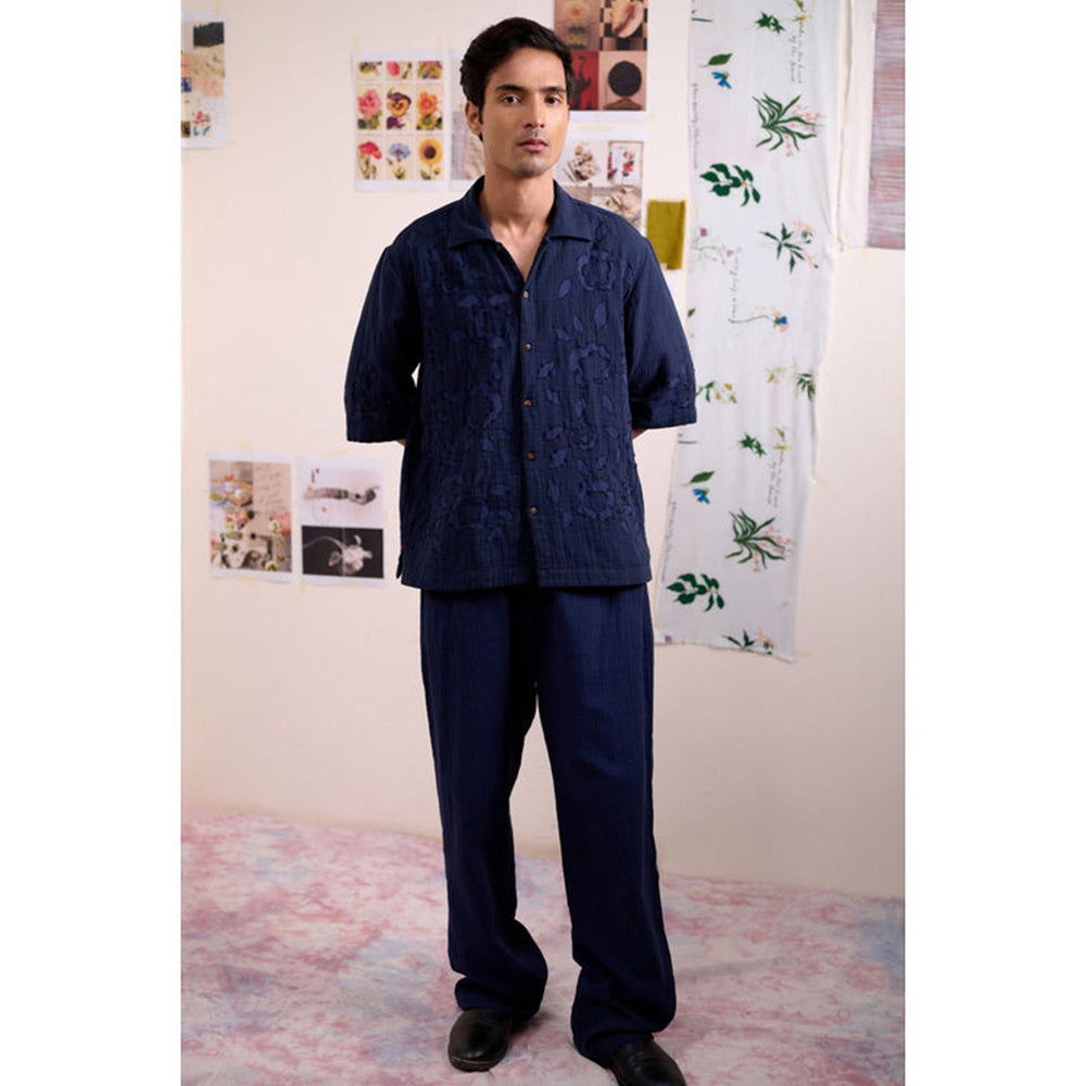 Doodlage Men Navy Blue Florique Shirt