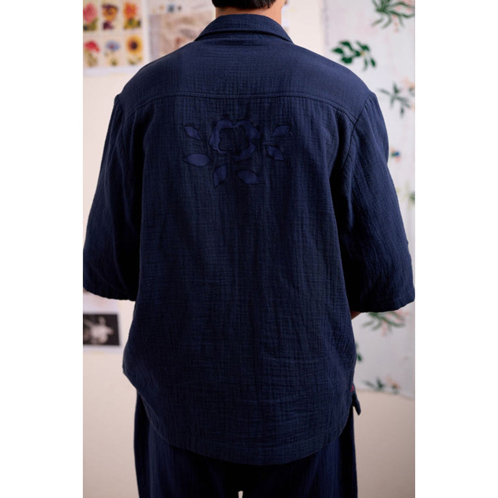 Doodlage Men Navy Blue Florique Shirt