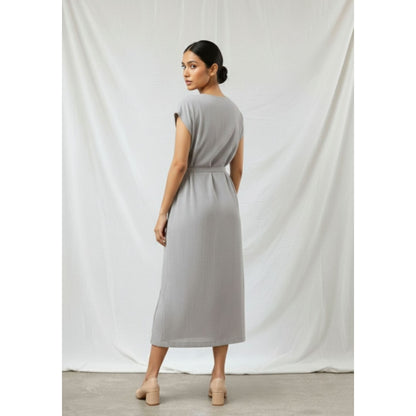 Doodlage Erna Grey Midi Dress with Belt