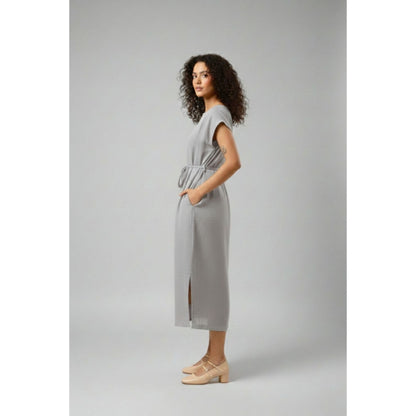 Doodlage Erna Grey Midi Dress with Belt