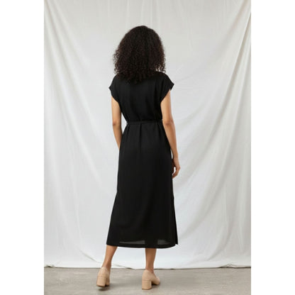 Doodlage Erna Black Midi Dress with Belt
