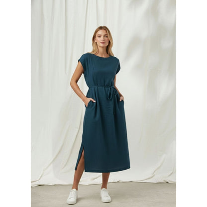 Doodlage Erna Blue Midi Dress with Belt