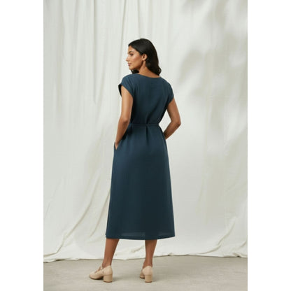Doodlage Erna Blue Midi Dress with Belt