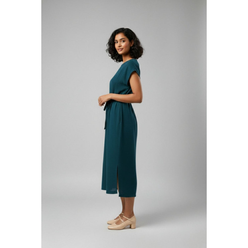 Doodlage Erna Blue Midi Dress with Belt