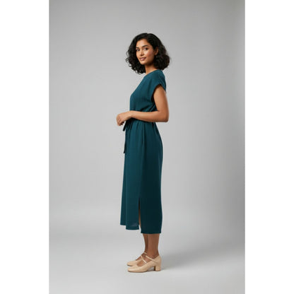 Doodlage Erna Blue Midi Dress with Belt