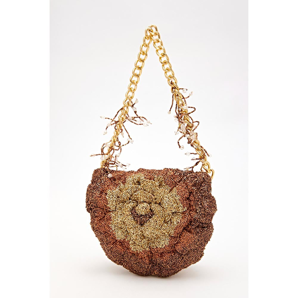DOUX AMOUR Coco Copper Brown Embellished Clutch