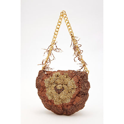 DOUX AMOUR Coco Copper Brown Embellished Clutch