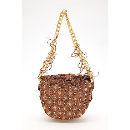 DOUX AMOUR Coco Copper Brown Embellished Clutch