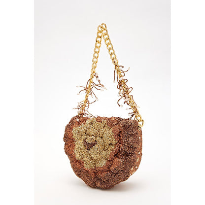 DOUX AMOUR Coco Copper Brown Embellished Clutch