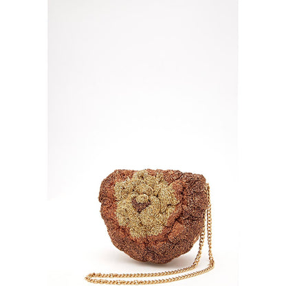 DOUX AMOUR Coco Copper Brown Embellished Clutch