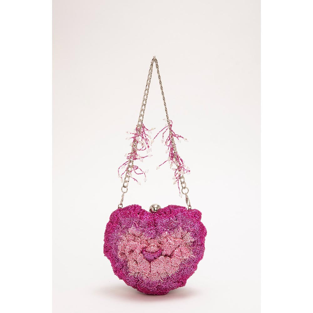 DOUX AMOUR Isa Pink Embellished Clutch