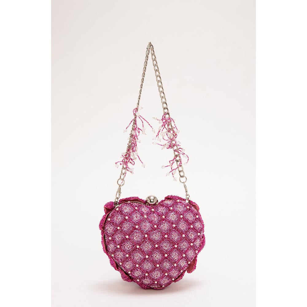 DOUX AMOUR Isa Pink Embellished Clutch