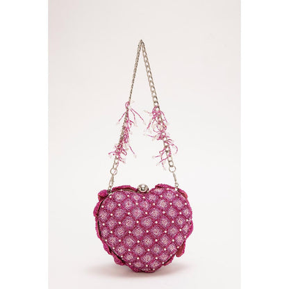 DOUX AMOUR Isa Pink Embellished Clutch
